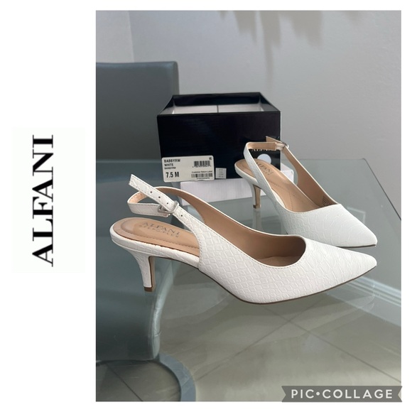 Alfani Shoes - NEW Alfani Women's Step N' Flex white Sling Back Buckle Pointed Pumps Size 7.5M